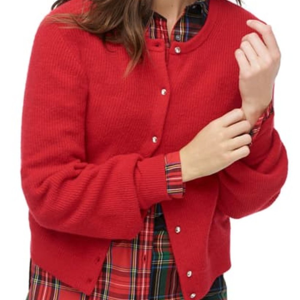 J.CREW Alpaca&Wool Soft Sweater Bling Cardigan Holidays Christmas